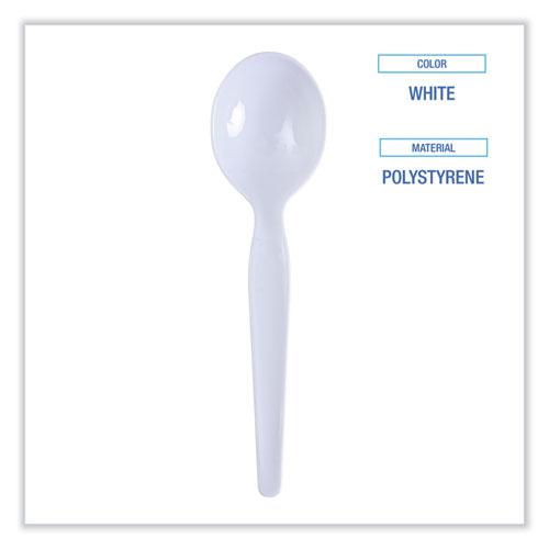 Heavyweight Polystyrene Cutlery, Soup Spoon, White, 1000/Carton. Picture 3