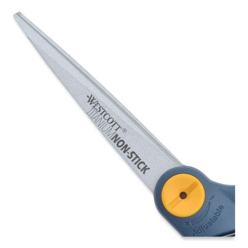 Non-Stick Titanium Bonded Scissors, 8" Long, 3.25" Cut Length, Gray/Yellow Bent Handle. Picture 2