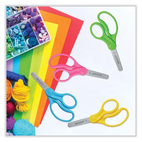 For Kids Scissors, Blunt Tip, 5" Long, 1.75" Cut Length, Assorted Straight Handles, 12/Pack. Picture 4