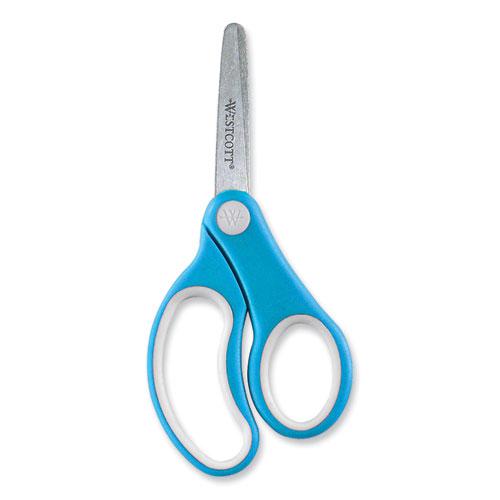 Soft Handle Kids Scissors, Rounded Tip, 5" Long, 1.75" Cut Length, Assorted Straight Handles, 12/Pack. Picture 6