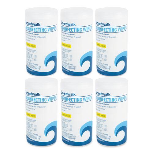 Disinfecting Wipes, 7 x 8, Lemon Scent, 75/Canister, 6 Canisters/Carton. Picture 1