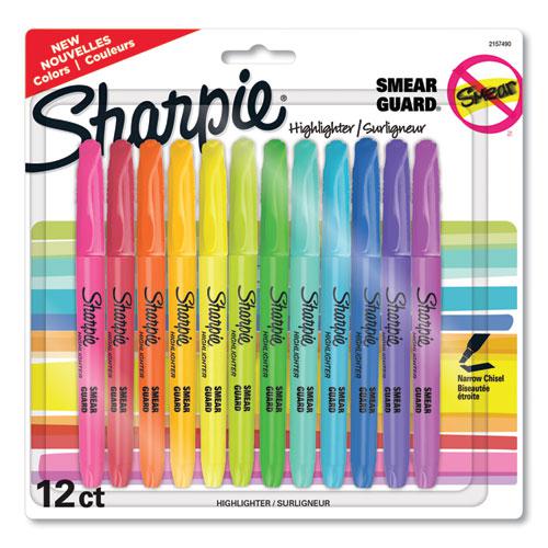 Pocket Style Highlighters, Assorted Ink Colors, Chisel Tip, Assorted Barrel Colors, 12/Pack. Picture 1