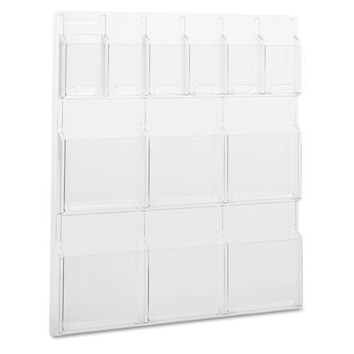 Reveal Clear Literature Displays, 12 Compartments, 30w x 2d x 34.75h, Clear. Picture 1