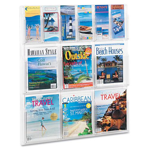 Reveal Clear Literature Displays, 12 Compartments, 30w x 2d x 34.75h, Clear. Picture 4