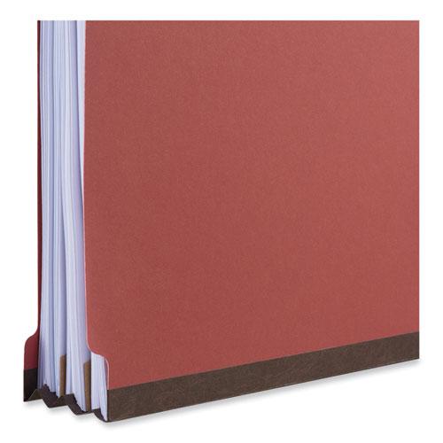Bright Colored Pressboard Classification Folders, 2" Expansion, 1 Divider, 4 Fasteners, Letter Size, Ruby Red, 10/Box. Picture 2