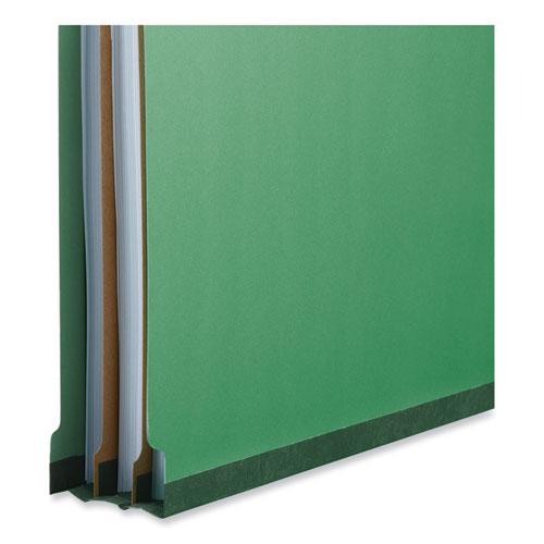 Bright Colored Pressboard Classification Folders, 2" Expansion, 1 Divider, 4 Fasteners, Legal Size, Emerald Green, 10/Box. Picture 4