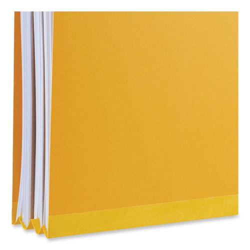 Bright Colored Pressboard Classification Folders, 2" Expansion, 1 Divider, 4 Fasteners, Legal Size, Yellow Exterior, 10/Box. Picture 4