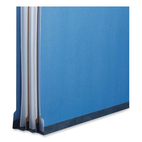 Six-Section Pressboard Classification Folders, 2.5" Expansion, 2 Dividers, 6 Fasteners, Letter Size, Blue, 10/Box. Picture 3