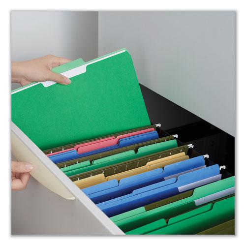 Deluxe Colored Top Tab File Folders, 1/3-Cut Tabs: Assorted, Legal Size, Bright Green/Light Green, 100/Box. Picture 3