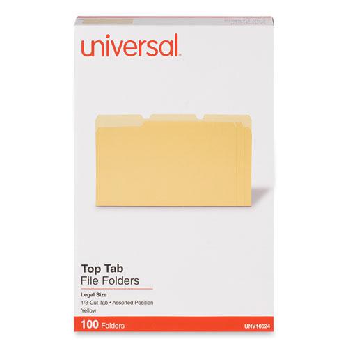 Deluxe Colored Top Tab File Folders, 1/3-Cut Tabs: Assorted, Legal Size, Yellow/Light Yellow, 100/Box. Picture 2