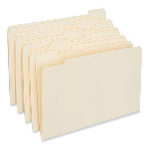 Top Tab File Folders, 1/5-Cut Tabs: Assorted, Letter Size, 0.75" Expansion, Manila, 100/Box. Picture 3