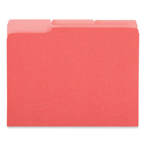 Interior File Folders, 1/3-Cut Tabs: Assorted, Letter Size, 11-pt Stock, Red, 100/Box. Picture 3