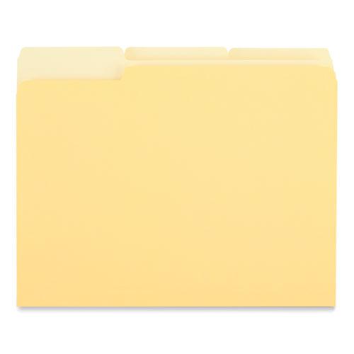 Interior File Folders, 1/3-Cut Tabs: Assorted, Letter Size, 11-pt Stock, Yellow, 100/Box. Picture 3