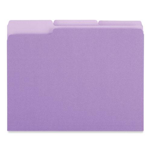 Interior File Folders, 1/3-Cut Tabs: Assorted, Letter Size, 11-pt Stock, Violet, 100/Box. Picture 3
