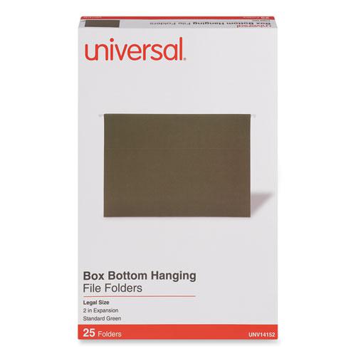 Box Bottom Hanging File Folders, 2" Capacity, Legal Size, 1/5-Cut Tabs, Standard Green, 25/Box. Picture 2
