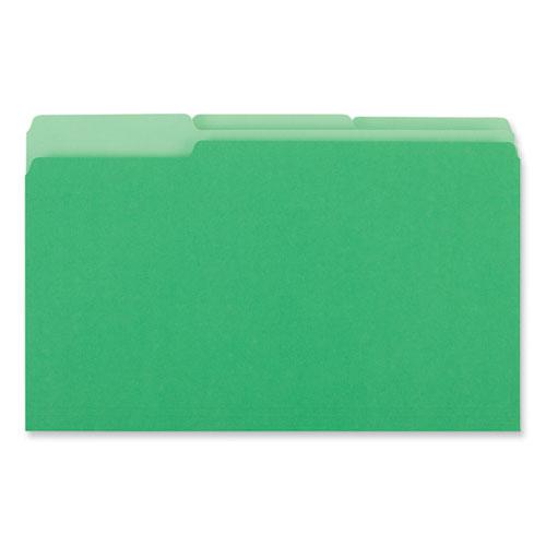 Interior File Folders, 1/3-Cut Tabs: Assorted, Legal Size, 11-pt Stock, Green, 100/Box. Picture 3