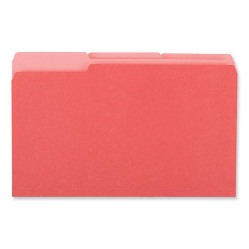 Interior File Folders, 1/3-Cut Tabs: Assorted, Legal Size, 11-pt Stock, Red, 100/Box. Picture 3