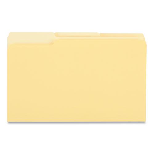 Interior File Folders, 1/3-Cut Tabs: Assorted, Legal Size, 11-pt Stock, Yellow, 100/Box. Picture 3