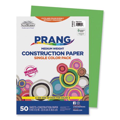 SunWorks Construction Paper, 50 lb Text Weight, 9 x 12, Bright Green, 50/Pack. The main picture.