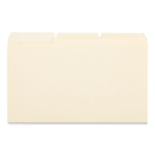 Double-Ply Top Tab Manila File Folders, 1/3-Cut Tabs: Assorted, Legal Size, 0.75" Expansion, Manila, 100/Box. Picture 3