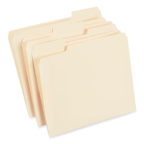 Top Tab File Folders, 1/3-Cut Tabs: Assorted, Letter Size, 0.75" Expansion, Manila, 250/Box. Picture 1
