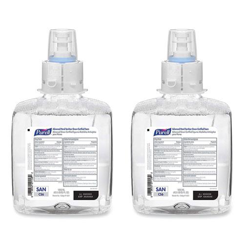 Advanced Hand Sanitizer Green Certified Foam Refill, For CS6 Dispensers, 1,200 mL, Fragrance-Free, 2/Carton. Picture 1