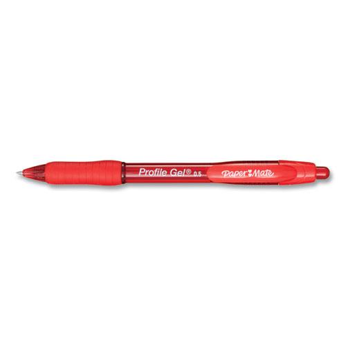 Profile Gel Pen, Retractable, Fine 0.5 mm, Red Ink, Translucent Red Barrel, Dozen. Picture 2