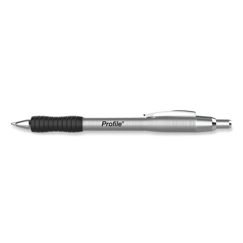 Profile Metal Ballpoint Pen, Retractable, Medium 1 mm, Black Ink, Silver Barrel, Dozen. Picture 2