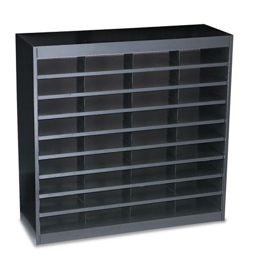 Steel/Fiberboard E-Z Stor Sorter, 36 Compartments, 37.5 x 12.75 x 36.5, Black. Picture 1