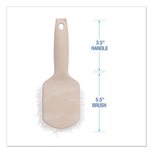 Utility Brush, Cream Nylon Bristles, 5.5" Brush, 3.5" Tan Plastic Handle. Picture 2