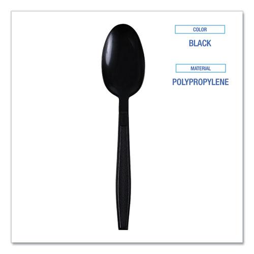 Heavyweight Wrapped Polypropylene Cutlery, Teaspoon, Black, 1,000/Carton. Picture 3