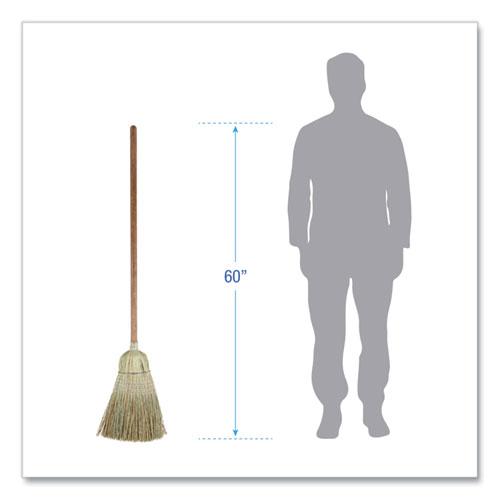 Corn/Fiber Brooms, Corn/Synthetic Fiber Bristles, 60" Overall Length, Gray/Natural, 6/Carton. Picture 2