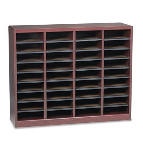 Wood/Fiberboard E-Z Stor Sorter, 36 Compartments, 40 x 11.75 x 32.5, Mahogany. Picture 1