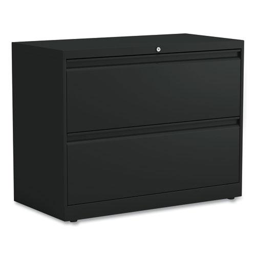 Lateral File, 2 Legal/Letter-Size File Drawers, Black, 36" x 18.63" x 28". Picture 1