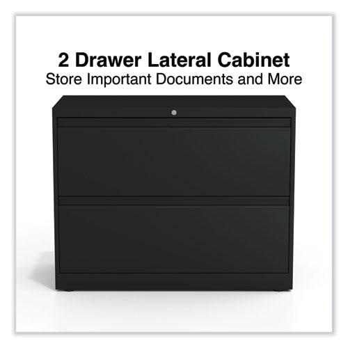 Lateral File, 2 Legal/Letter-Size File Drawers, Black, 36" x 18.63" x 28". Picture 2