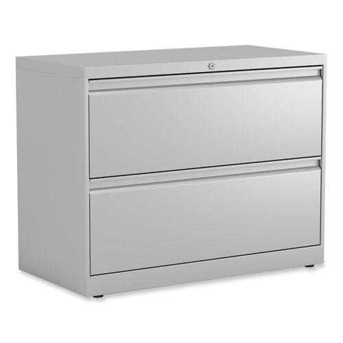 Lateral File, 2 Legal/Letter-Size File Drawers, Light Gray, 36" x 18.63" x 28". Picture 1