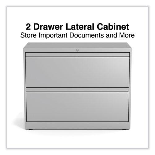 Lateral File, 2 Legal/Letter-Size File Drawers, Light Gray, 36" x 18.63" x 28". Picture 2