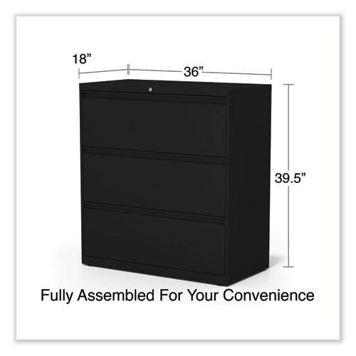 Lateral File, 3 Legal/Letter/A4/A5-Size File Drawers, Black, 36" x 18.63" x 40.25". Picture 6