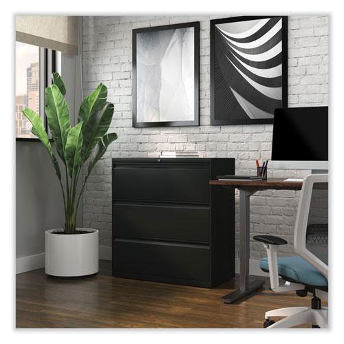 Lateral File, 3 Legal/Letter/A4/A5-Size File Drawers, Black, 36" x 18.63" x 40.25". Picture 3