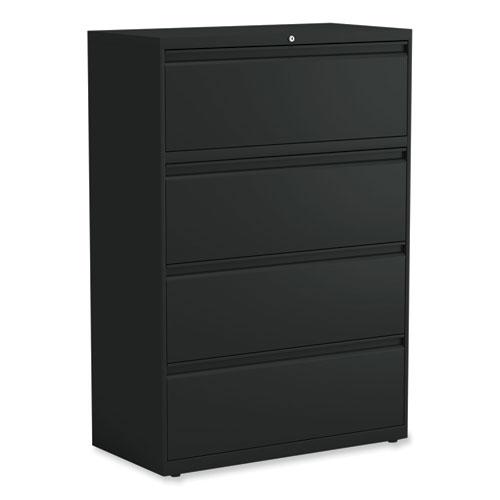 Lateral File, 4 Legal/Letter-Size File Drawers, Black, 36" x 18.63" x 52.5". Picture 1