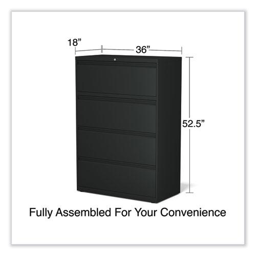 Lateral File, 4 Legal/Letter-Size File Drawers, Black, 36" x 18.63" x 52.5". Picture 6