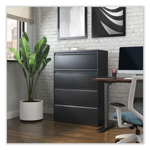 Lateral File, 4 Legal/Letter-Size File Drawers, Black, 36" x 18.63" x 52.5". Picture 7