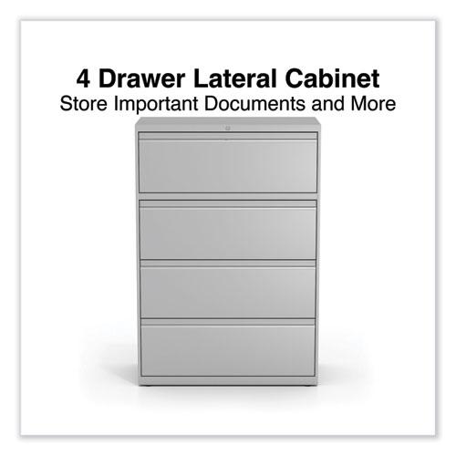 Lateral File, 4 Legal/Letter-Size File Drawers, Light Gray, 36" x 18.63" x 52.5". Picture 2