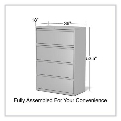 Lateral File, 4 Legal/Letter-Size File Drawers, Light Gray, 36" x 18.63" x 52.5". Picture 6
