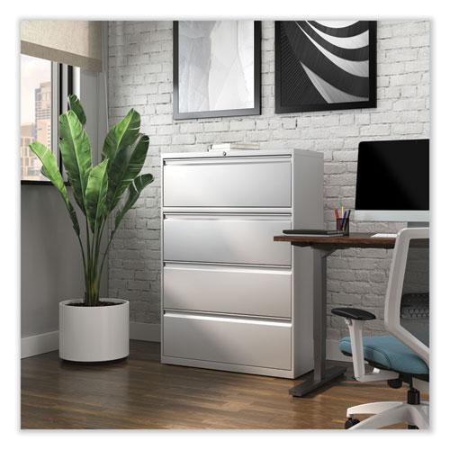 Lateral File, 4 Legal/Letter-Size File Drawers, Light Gray, 36" x 18.63" x 52.5". Picture 7