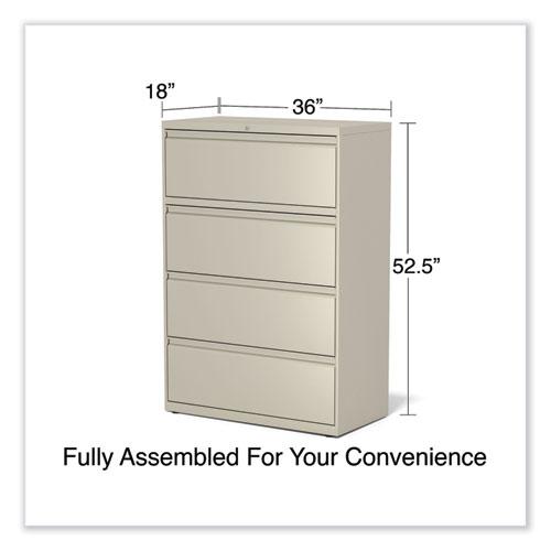 Lateral File, 4 Legal/Letter-Size File Drawers, Putty, 36" x 18.63" x 52.5". Picture 6