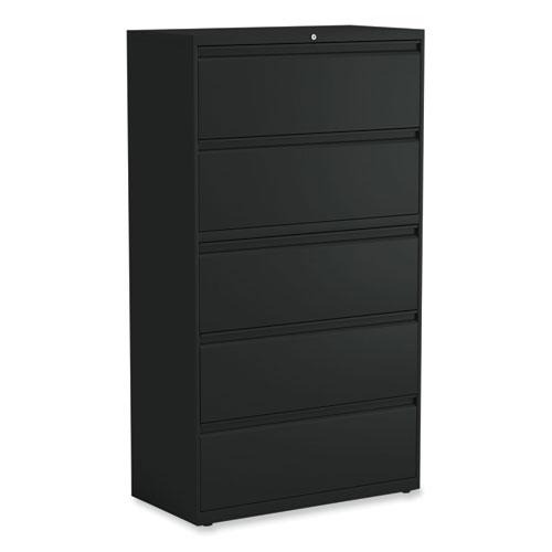 Lateral File, 5 Legal/Letter/A4/A5-Size File Drawers, Black, 36" x 18.63" x 67.63". Picture 1