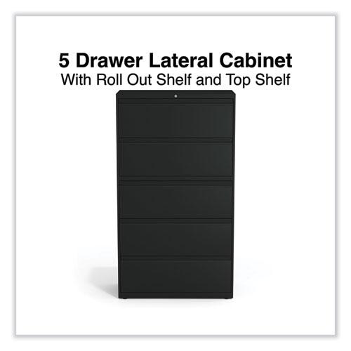 Lateral File, 5 Legal/Letter/A4/A5-Size File Drawers, Black, 36" x 18.63" x 67.63". Picture 2