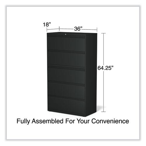Lateral File, 5 Legal/Letter/A4/A5-Size File Drawers, Black, 36" x 18.63" x 67.63". Picture 6