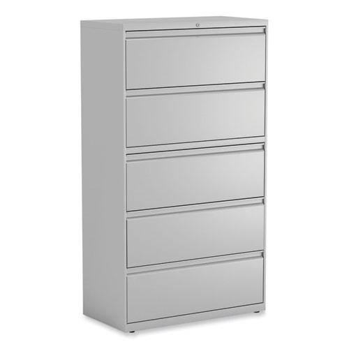 Lateral File, 5 Legal/Letter/A4/A5-Size File Drawers, Light Gray, 36" x 18.63" x 67.63". Picture 1
